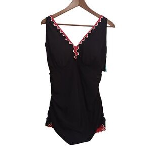 Gottex Swimsuit Woman's Plus Size 22 New With Tags‎ Black And Hot Pink $158